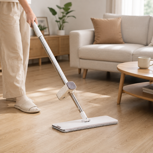 🤍 Floor Cleaning | Microfiber Flat Mop Efficiency | Effortless Home Refresh