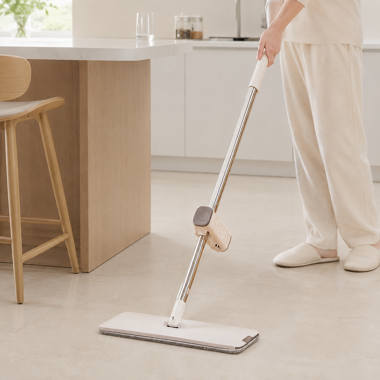 🤍 Floor Cleaning | Microfiber Flat Mop Efficiency | Effortless Home Refresh
