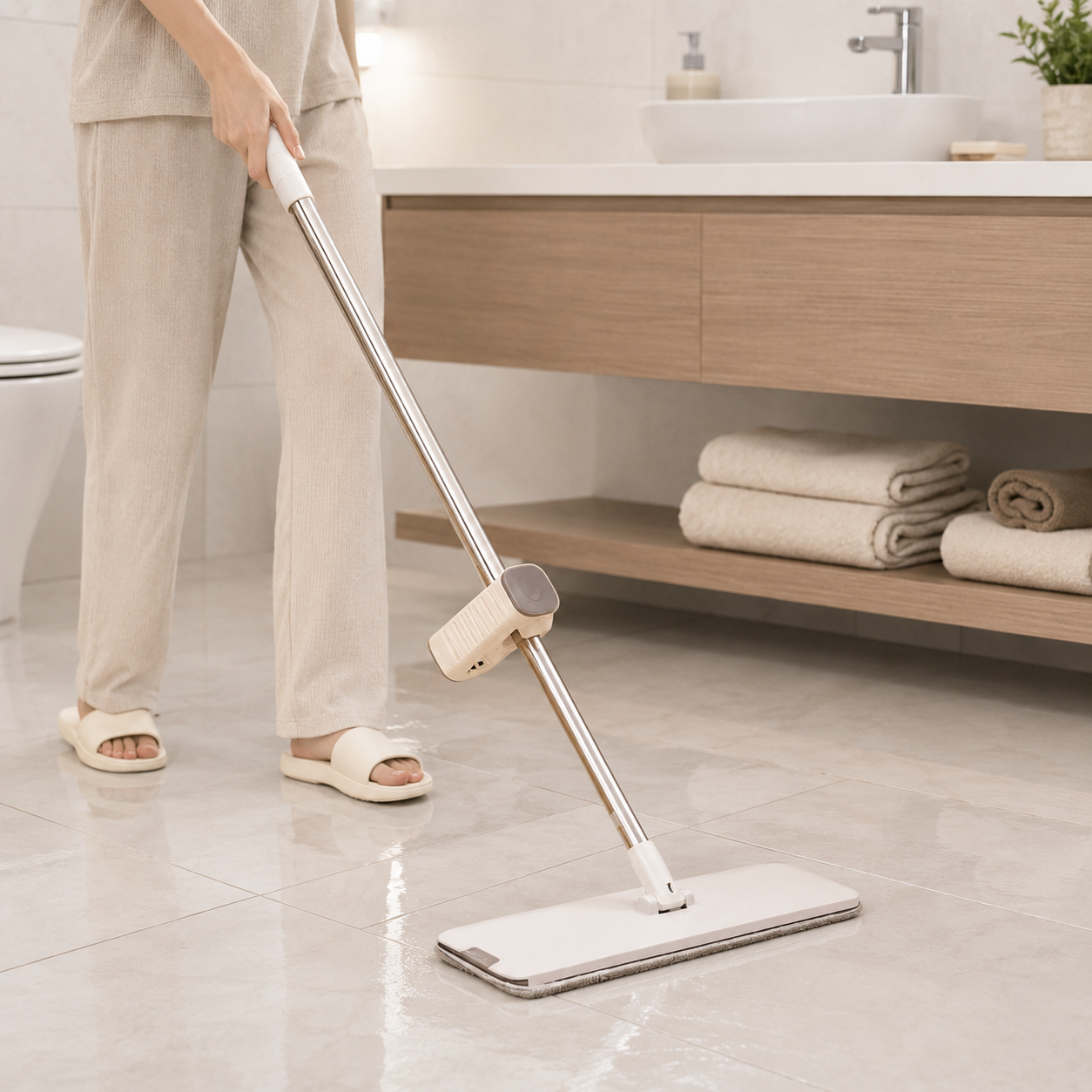 🤍 Floor Cleaning | Microfiber Flat Mop Efficiency | Effortless Home Refresh