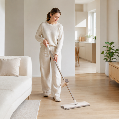 🤍 Floor Cleaning | Microfiber Flat Mop Efficiency | Effortless Home Refresh