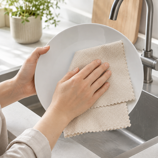 🤍 Cleaning Essential | Fish-Scale Microfiber Texture | Streak-Free Surface Shine
