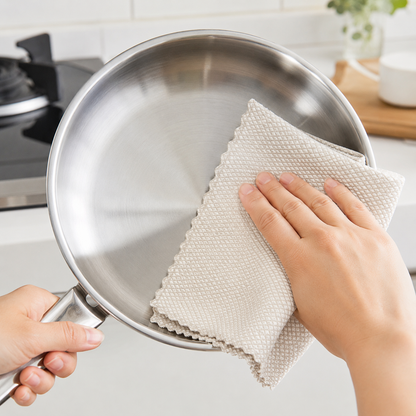 🤍 Cleaning Essential | Fish-Scale Microfiber Texture | Streak-Free Surface Shine