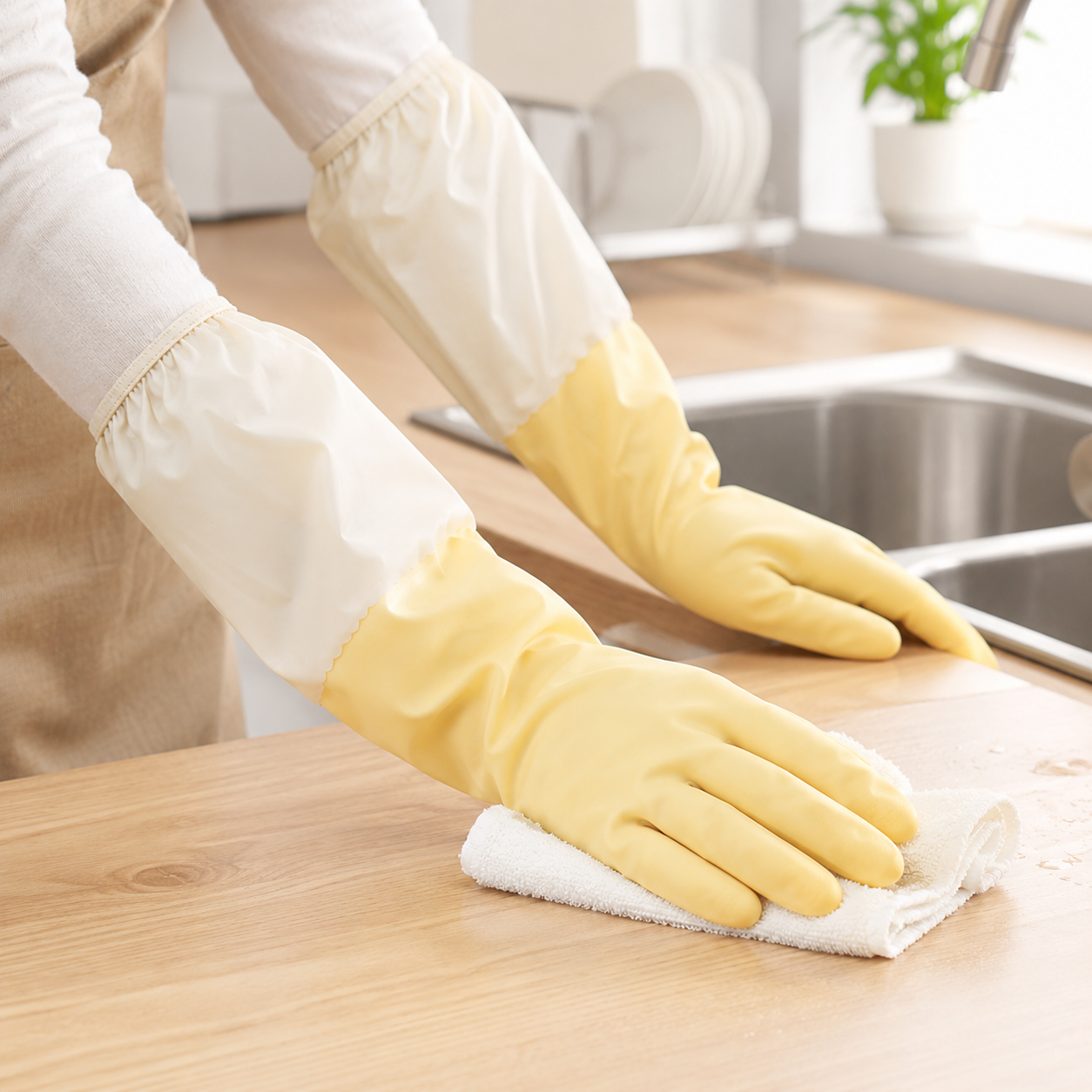 💛 Cleaning Essential | Waterproof Rubber Protection | Comfortable Household Defense