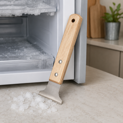 ❄️ Ice Scraper | Stainless Steel Winter Care | Sturdy Wooden Grip