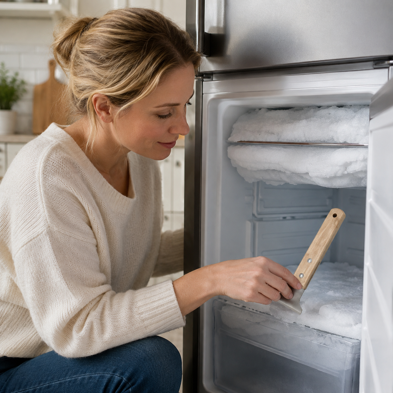 ❄️ Ice Scraper | Stainless Steel Winter Care | Sturdy Wooden Grip