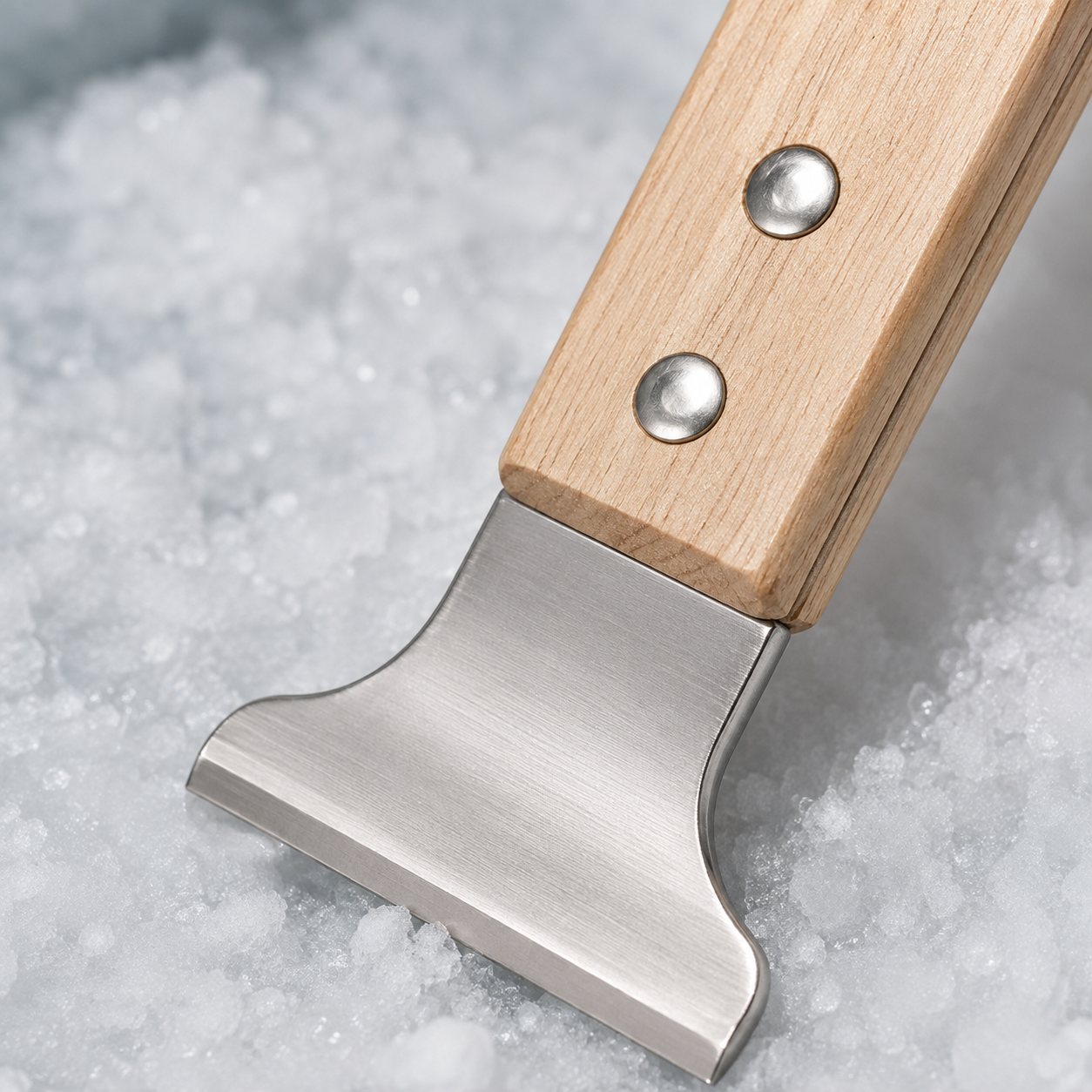 ❄️ Ice Scraper | Stainless Steel Winter Care | Sturdy Wooden Grip