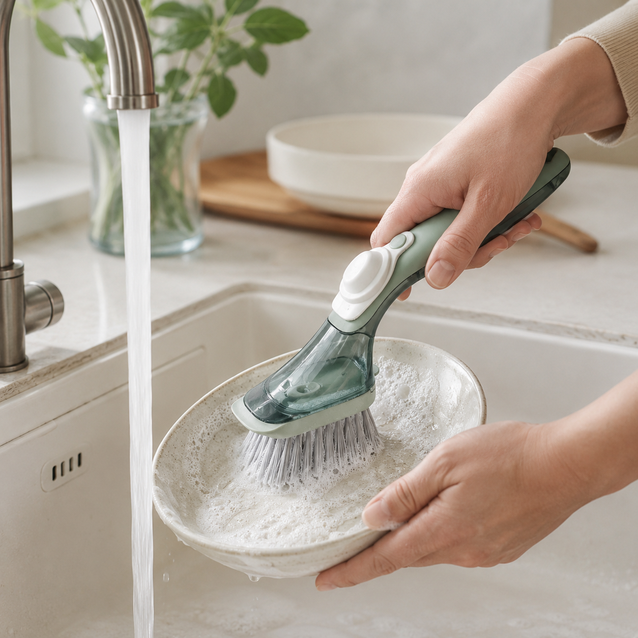 🧽 Dish Brush | Soap Dispensing Kitchen Cleaning | Easy-Grip Scrub Design