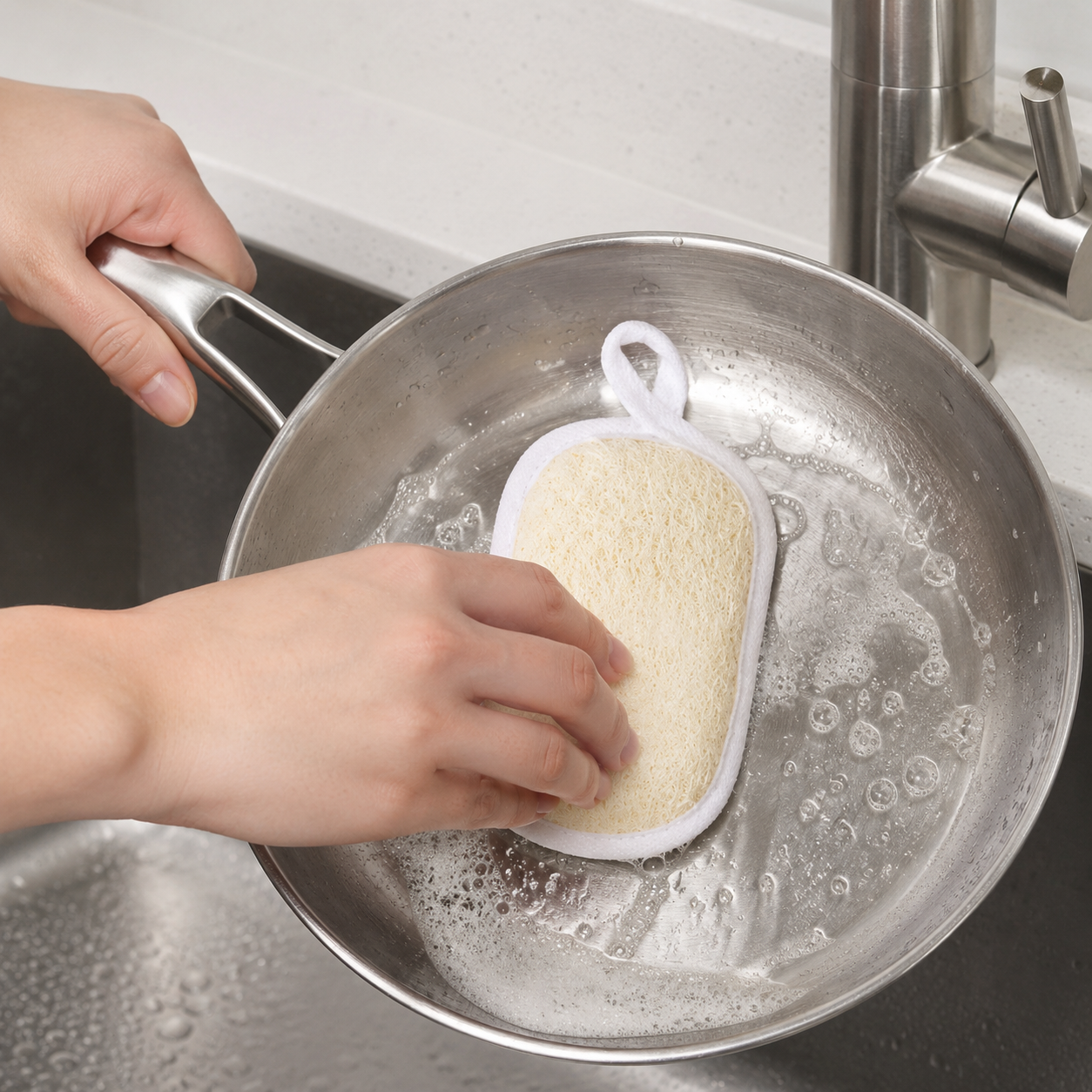 🧽 Kitchen Essential | Natural Loofah Dish Scrubber | Gentle Everyday Cleaning