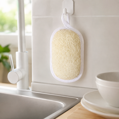 🧽 Kitchen Essential | Natural Loofah Dish Scrubber | Gentle Everyday Cleaning