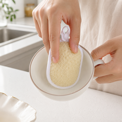🧽 Kitchen Essential | Natural Loofah Dish Scrubber | Gentle Everyday Cleaning