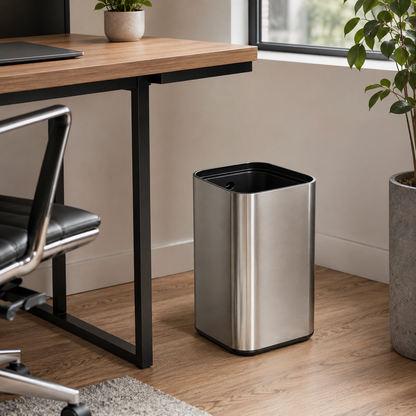 🗑️ Modern Essential | Stainless Steel Waste Bin | Sleek Space-Saving Design