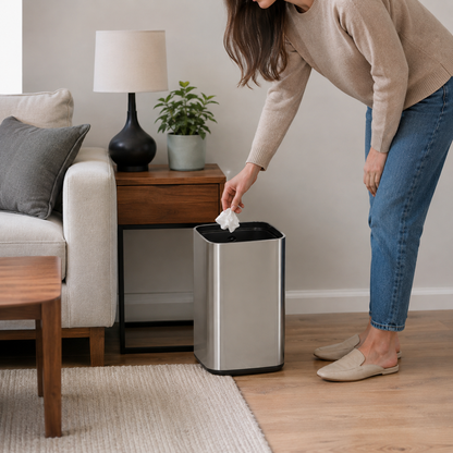 🗑️ Modern Essential | Stainless Steel Waste Bin | Sleek Space-Saving Design