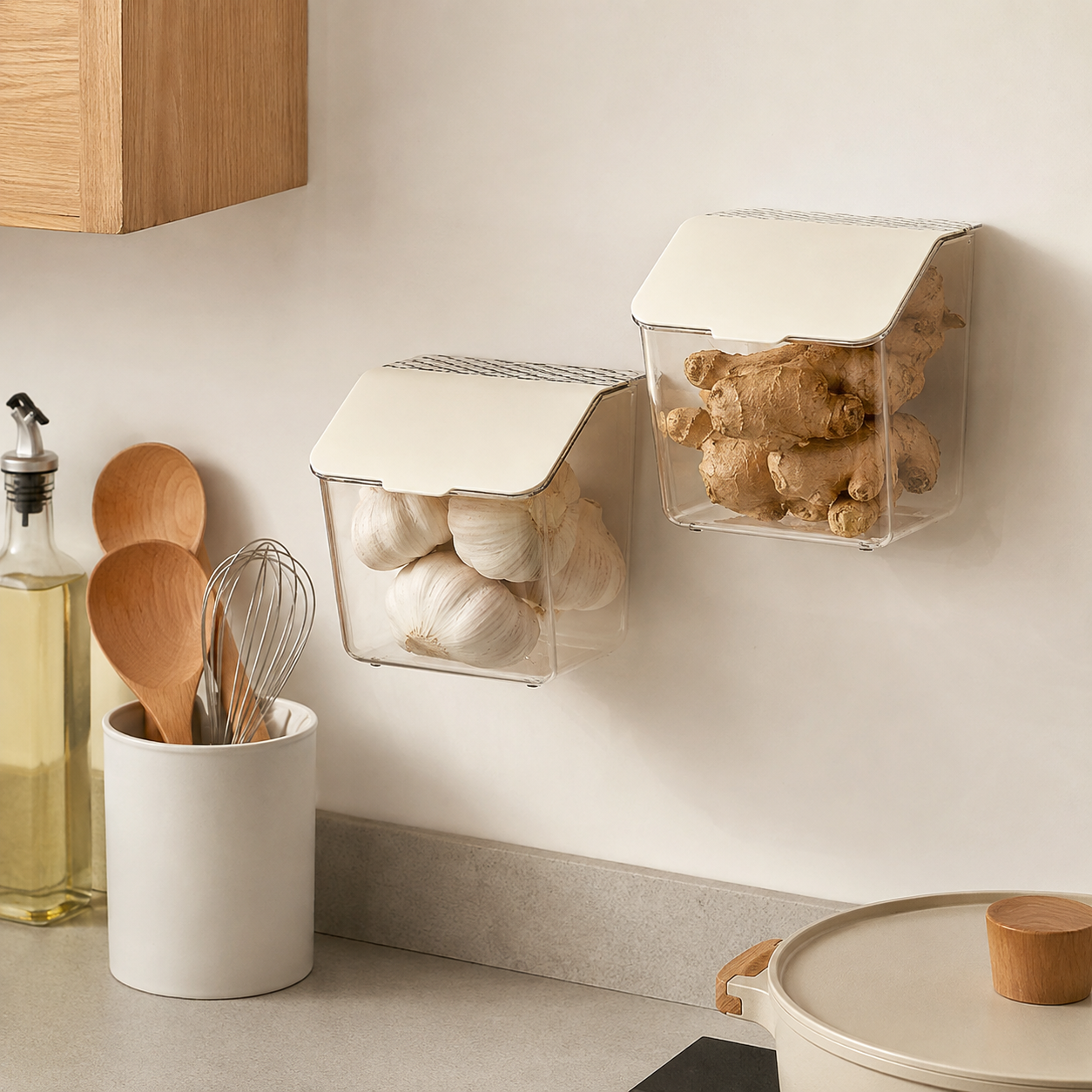 🧺 Space Saver | Clear Wall-Mounted Storage | Modern Flip-Lid Organizer