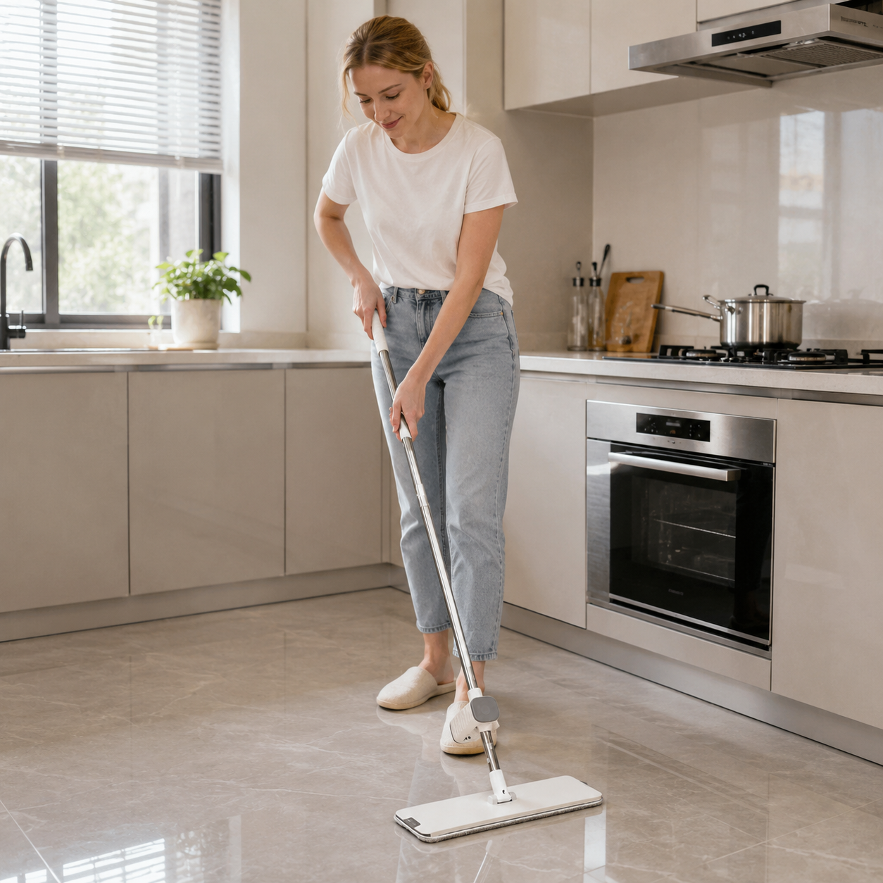 🤍 Floor Cleaning | Microfiber Flat Mop Efficiency | Effortless Home Refresh