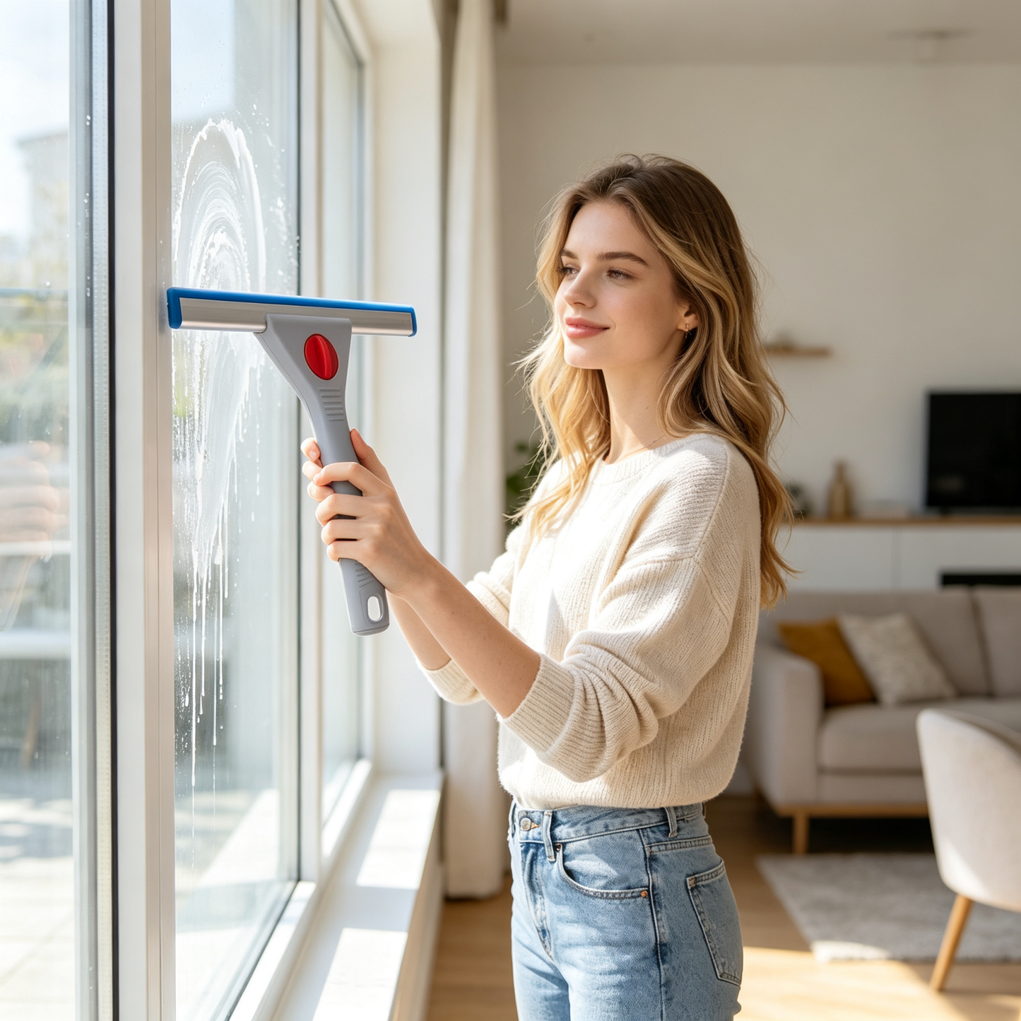 🩵 Multi-Surface Squeegee Cleaner | Flexible Silicone Blade | Bathroom Glass Care Essential | Everyday Home Cleaning Helper | Water Streak Free Design