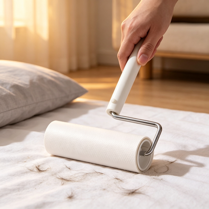 🤍 Lint Roller Cleaner | Smooth Rolling Design | Quick Hair Removal Essential | Everyday Home Care Helper | Minimalist White Design