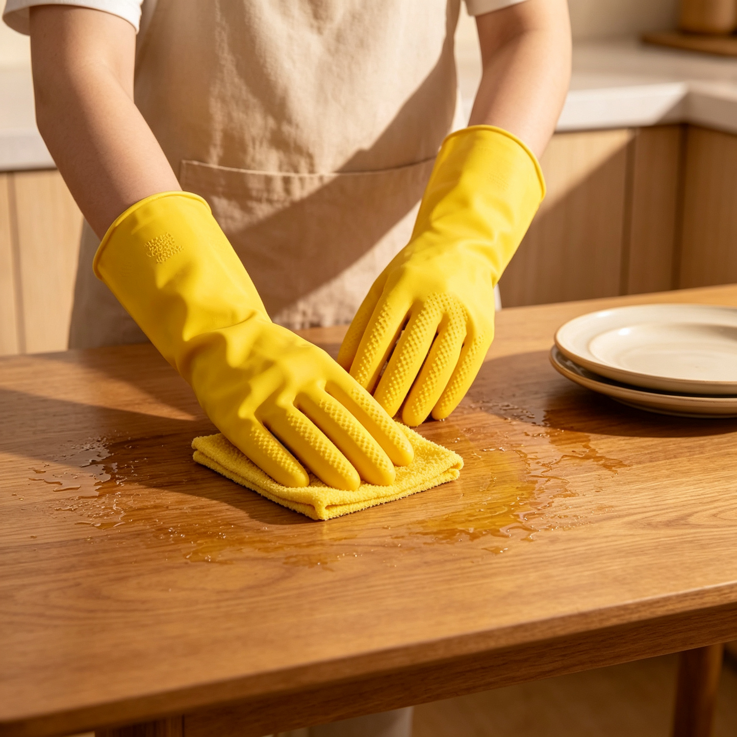 💛 Kitchen Cleaning Gloves | Waterproof Silicone Material | Household Cleaning Essential | Everyday Home Care Helper | Bright Yellow Comfort Design