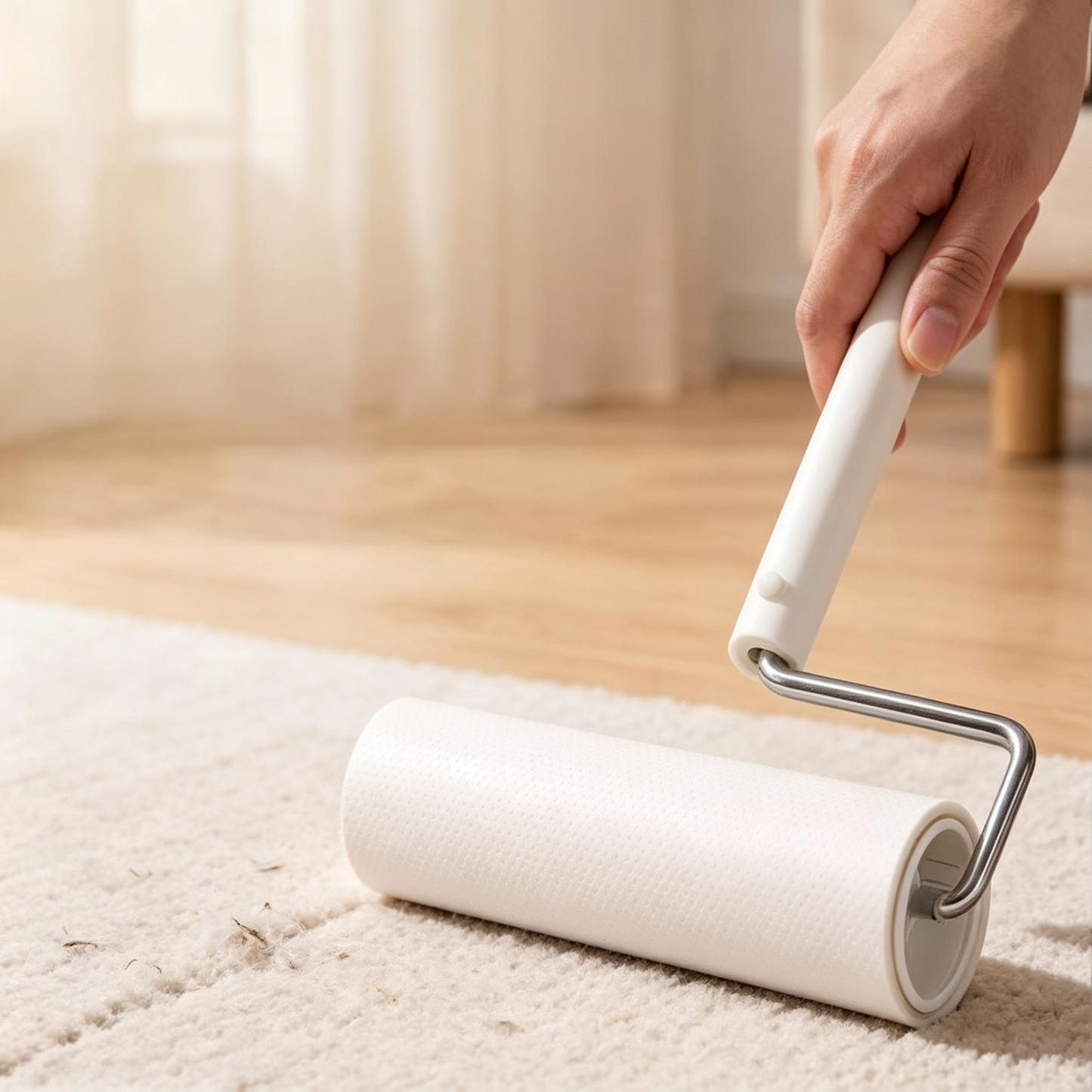 🤍 Lint Roller Cleaner | Smooth Rolling Design | Quick Hair Removal Essential | Everyday Home Care Helper | Minimalist White Design