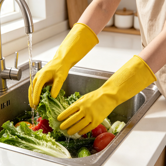 💛 Kitchen Cleaning Gloves | Waterproof Silicone Material | Household Cleaning Essential | Everyday Home Care Helper | Bright Yellow Comfort Design