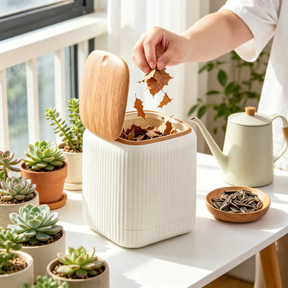 🤎 Desktop Storage Bin | Wood Grain Finish | Space Saving Organizer | Everyday Home Care Helper | Minimalist Natural Design