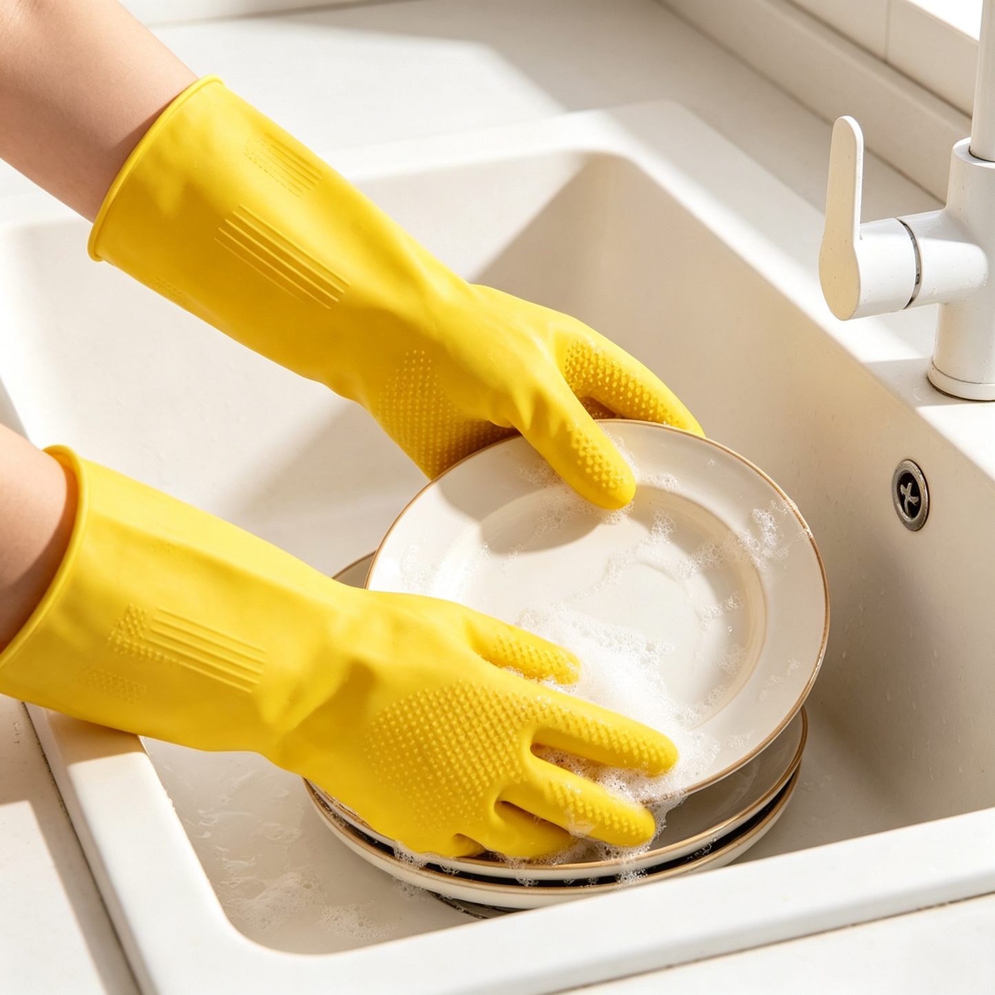 💛 Kitchen Cleaning Gloves | Waterproof Silicone Material | Household Cleaning Essential | Everyday Home Care Helper | Bright Yellow Comfort Design