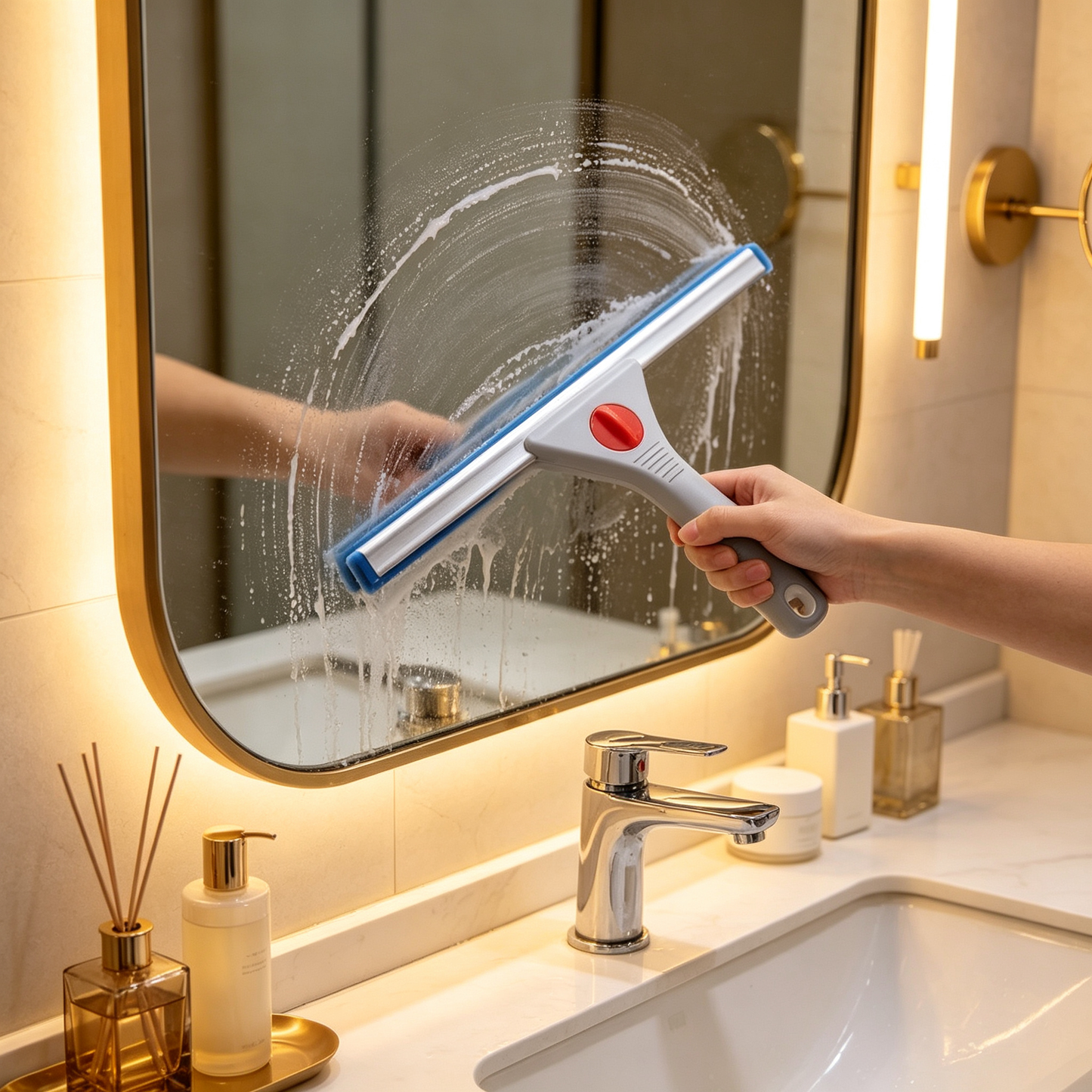 🩵 Multi-Surface Squeegee Cleaner | Flexible Silicone Blade | Bathroom Glass Care Essential | Everyday Home Cleaning Helper | Water Streak Free Design